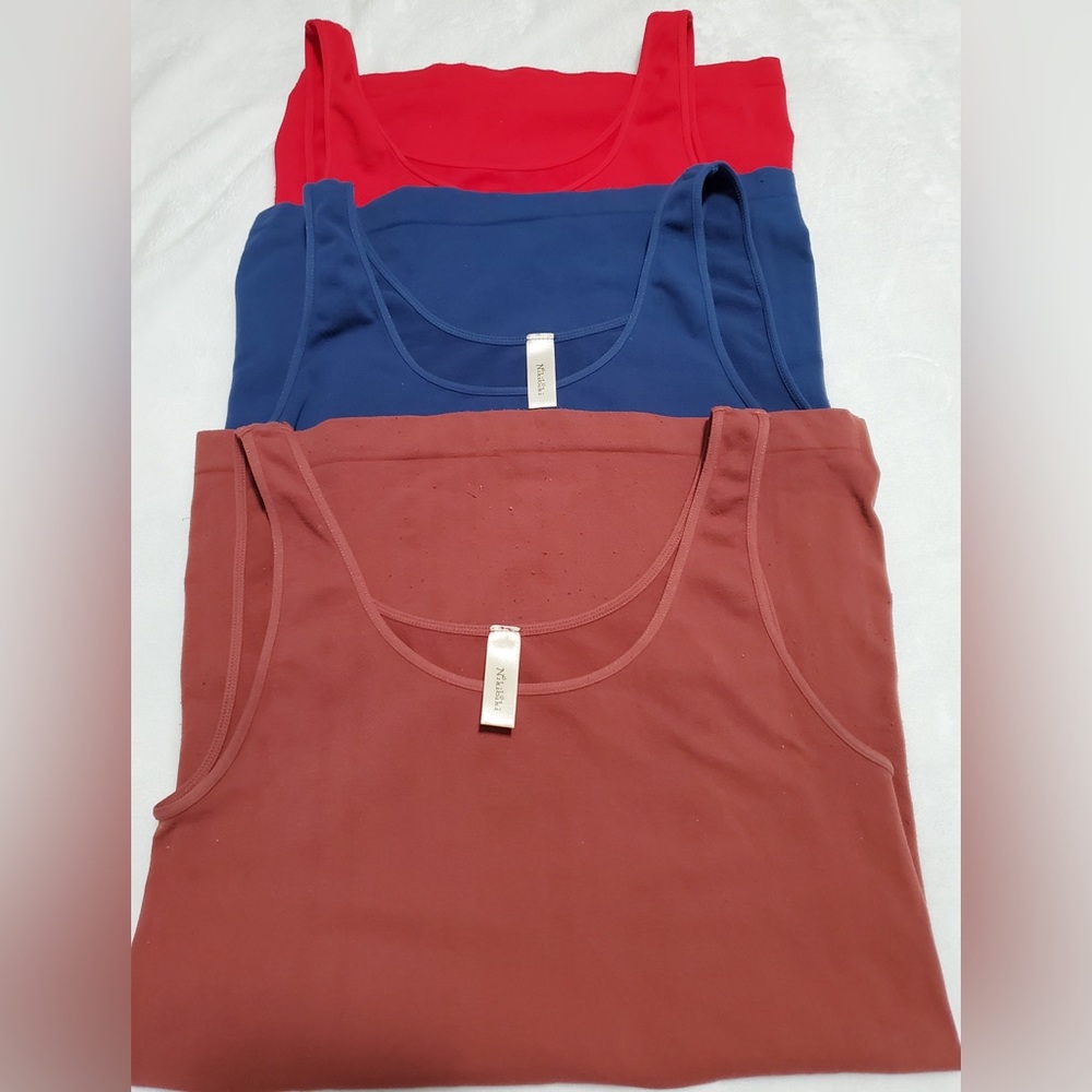 Nikibiki 3pk tank‎ tops, Blue, Red Stretch, Layering